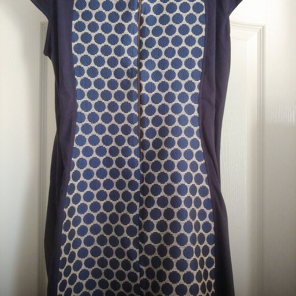 eShakti Womens Office Work Business Dress Polka Dot Mature Dress Navy 3X - Picture 9 of 14